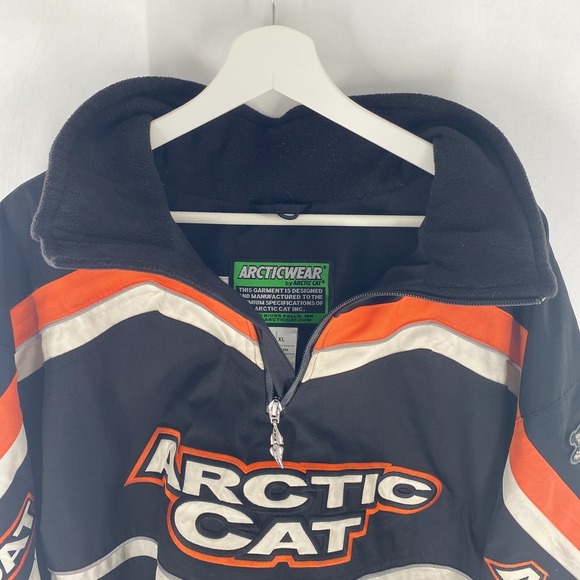 VTG Arctic Cat A-TEX Snowmobile Pullover Shell Jacket Black Orange White Sz XL - Picture 16 of 16